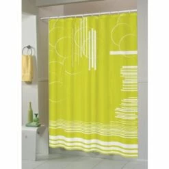 MSV Rideau De Douche Polyester 180x200cm Vert - Anneaux Inclus - Vert