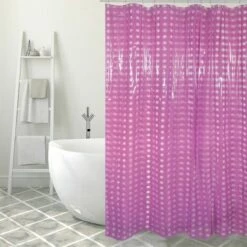 MSV Rideau De Douche PVC 180x200cm Violet - Anneaux Inclus - Violet