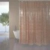 MSV Rideau De Douche PVC 180x200cm Marron - Anneaux Inclus - Marron