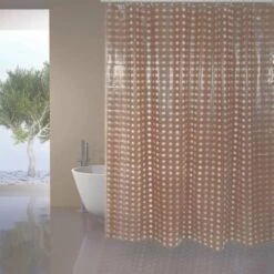 MSV Rideau De Douche PVC 180x200cm Marron - Anneaux Inclus - Marron