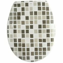 MSV Abattant WC Thermo Dur MOSAIKO Taupe & Blanc - Charnières PS - Taupe