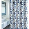 MSV Rideau De Douche Polyester MOSAIKO 180x200cm QUALITÉ PREMIUM Bleu - Anneaux Inclus - Bleu