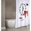 MSV Rideau De Douche Polyester TAKE YOUR TIME 180x200cm QUALITÉ PREMIUM - Anneaux Inclus - Multicolor