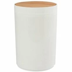 MSV Poubelle à Bascule PP & Bambou OSLO 5L Blanc - Blanc