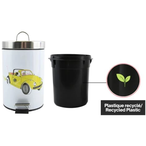 MSV Poubelle à Pédale Inox 3L Cox 70's - Jaune 3 MSV Poubelle à Pédale Inox 3L Cox 70's - Jaune – Image 3