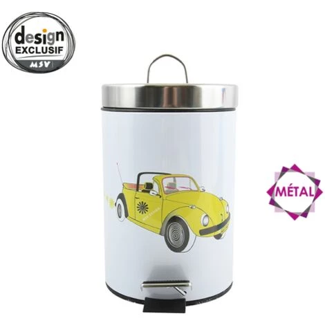 MSV Poubelle à Pédale Inox 3L Cox 70's - Jaune 5 MSV Poubelle à Pédale Inox 3L Cox 70's - Jaune – Image 5