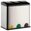 MSV Poubelle à Pédale Tri Sélectif Inox 3x20L - Gris