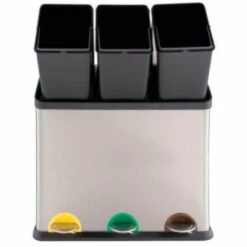 MSV Poubelle à Pédale Tri Sélectif Inox 3x20L - Gris -Promos MSV Magasin 29458629 3