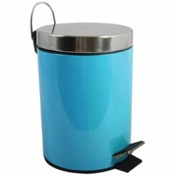 MSV Poubelle à Pédale Inox 5L Bleu - Bleu