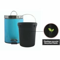 MSV Poubelle à Pédale Inox 5L Bleu - Bleu -Promos MSV Magasin 29458630 3