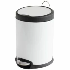 MSV Poubelle à Pédale Inox 5L Blanc - Blanc