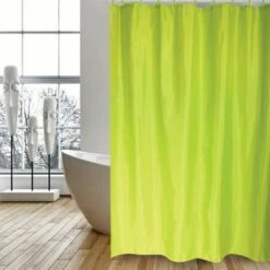 MSV Rideau De Douche Polyester 180x200cm Vert - Anneaux Inclus - Vert