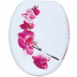 MSV Abattant WC MDF LANYU Blanc - Charnières Inox - Rose