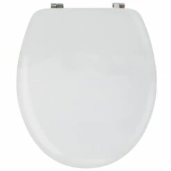 MSV Abattant WC MDF Finition Brillante Blanc - Charnières Inox - Blanc