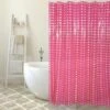 MSV Rideau De Douche PVC 180x200cm Rose - Anneaux Inclus - Rose