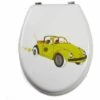 MSV Abattant WC MDF COX 70'S Voiture Blanc & Vert - Charnières Inox - Blanc