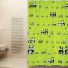 MSV Rideau De Douche Polyester 180x200cm Panda Noir & Vert - Anneaux Inclus - Vert