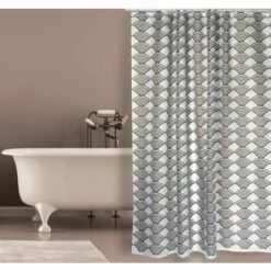 MSV Rideau De Douche Polyester BENTO 180x200cm QUALITÉ PREMIUM Marron - Anneaux Inclus - Marron