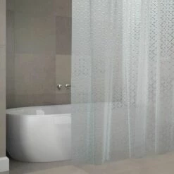 MSV Rideau De Douche EVA KOLDING 180x200cm QUALITÉ PREMIUM Transparent - Anneaux Inclus - Transparent