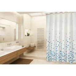 MSV Rideau De Douche Polyester BREST 180x200cm QUALITÉ PREMIUM Bleu - Anneaux Inclus - Bleu