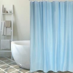 MSV Rideau De Douche Polyester SKY 180x200cm QUALITÉ PREMIUM Bleu Ciel - Anneaux Inclus - Bleu