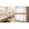 MSV Rideau De Douche Polyester ONS 180x200cm QUALITÉ PREMIUM Blanc & Marron - Anneaux Inclus - Marron