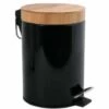 MSV Poubelle à Pédale Acier & Bambou AZA 3L Noir - Noir