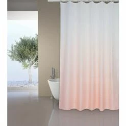 MSV Rideau De Douche Polyester SUGAR 180x200cm Rose Pastel - Anneaux Inclus - Rose
