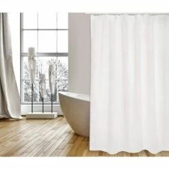 MSV Rideau De Douche Polyester PUR 180x200cm QUALITÉ PREMIUM Blanc - Anneaux Inclus - Blanc