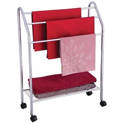 MSV Porte Serviettes à Roulettes Acier Chromé - Chromé 1 MSV Porte Serviettes à Roulettes Acier Chromé - Chromé