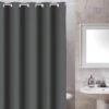 MSV Rideau De Douche Polyester 180x200cm Gris Anthracite - Anneaux Inclus - Gris