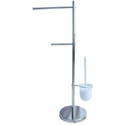 MSV Porte Serviettes Double Acier Chrome + Brose Wc - Chromé