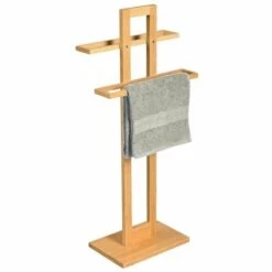 MSV Porte Serviettes 2 Niveau Bambou - Marron