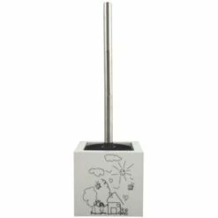 MSV Brosse Wc Avec Support MDF & Inox Jardin Blanc - Blanc