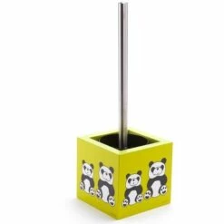 MSV Brosse Wc Avec Support MDF & Acier Inox Carré Panda - Vert