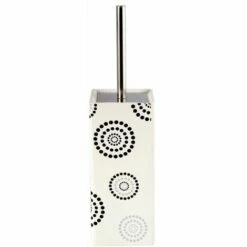 MSV Brosse Wc Avec Support Céramique DOTS à Motifs - Blanc