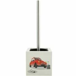 MSV Brosse Wc Avec Support MDF & Inox Voiture 2Cv - Rouge