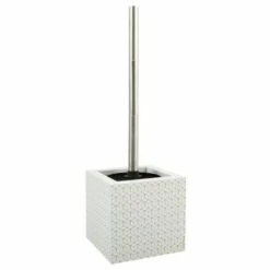 MSV Brosse Wc Avec Support MDF & Acier Inox Mozaik Blanc