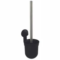MSV Brosse Wc Avec Support Mural à Fixer PP ABS & PVC Super Ventouses Noir Mat - Noir