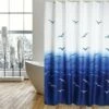 MSV Rideau De Douche Polyester 180x200cm Motif Mouettes Bleu & Blanc - Bleu