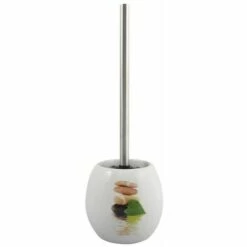 MSV Brosse Wc Avec Support Céramique JAVA LINGGA Décor Blanc - Blanc