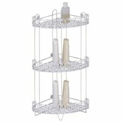 MSV Etagère D'angle De Douche 3 Niveaux à Fixer AGADIR Blanc - Blanc