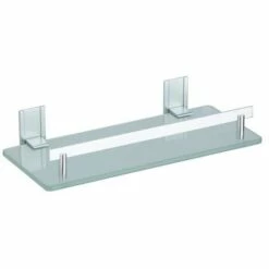 MSV Etagère De Douche à Fixer TABARCA Alu & Verre - Transparent