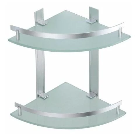 MSV Etagère D'angle De Douche 2 Niveaux à Fixer TABARCA Alu & Verre Satiné - Gris 1 MSV Etagère D'angle De Douche 2 Niveaux à Fixer TABARCA Alu & Verre Satiné - Gris