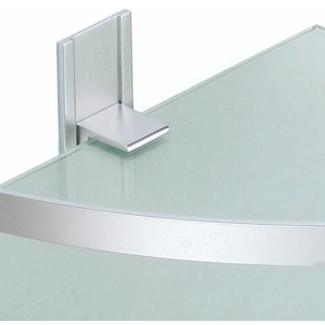 MSV Etagère D'angle De Douche 2 Niveaux à Fixer TABARCA Alu & Verre Satiné - Gris 3 MSV Etagère D'angle De Douche 2 Niveaux à Fixer TABARCA Alu & Verre Satiné - Gris – Image 3