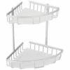 MSV Etagère D'angle De Douche 2 Niveaux à Fixer TERESINA Alu Satiné - Gris