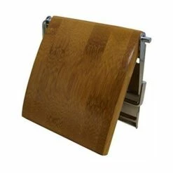 MSV 140396 Porte Rouleau Papier WC Bois/Inox Bambou 13 X 15 X 1,5 Cm