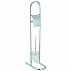 MSV 140383 Distributeur Papier WC Avec Brosse MDF/Inox Chromé 30 X 16 X 83 Cm