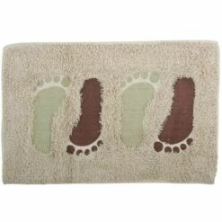 MSV Tapis De Bain Coton PIED 40x60cm Marron & Gris - Marron