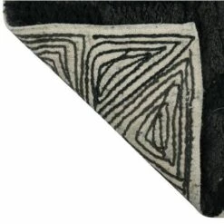 MSV Tapis De Bain Coton CALULA 50x80cm Noir & Gris - Noir -Promos MSV Magasin 30009483 3